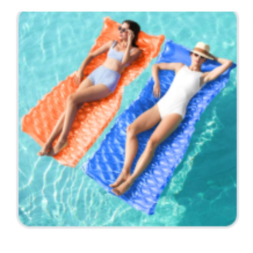 2 Pool Floats Raft Lounge 64"x 32"Swimming Mat Pool Mattress with Headrest New